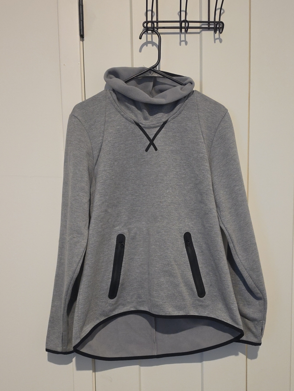 Champion Gray Funnel-Neck Pullover with Zippered Pockets
